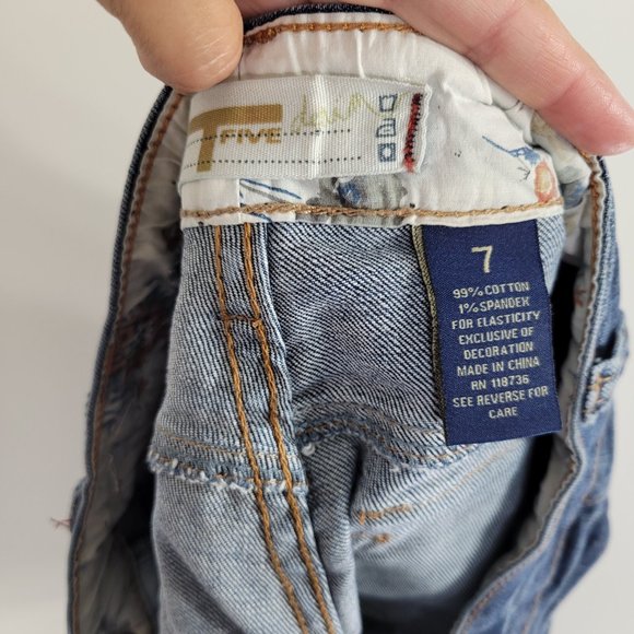 TFive Denim Blue Jean Shorts Cotton Blend Cut Off Distressed Frayed Mini Pockets - Picture 11 of 11
